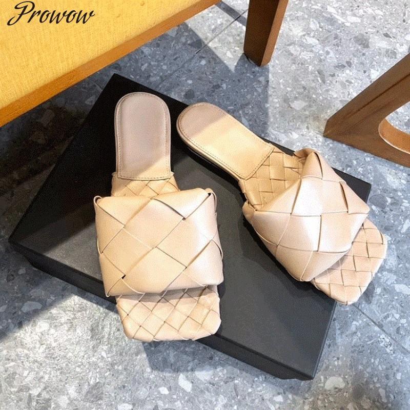 Sandals Prowow Fashion Luxury Square Toe Woven Flat Shoes Women Slippers Leather Designer Ladies Street Beach, Black
Sandals Prowow Fashion Luxury Square Toe Woven Flat Shoes Women Slippers Leather Designer Ladies Street Beach, Black