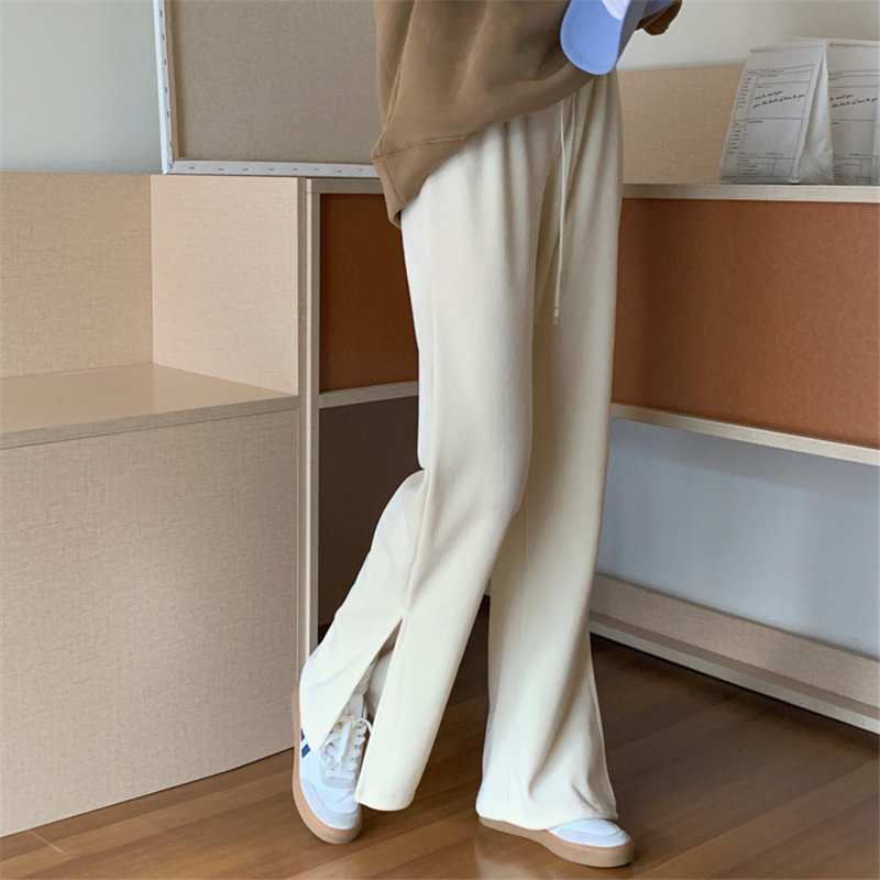 Office Lady Trousers Chic Split Solid Korean Slim High Waist Stylish Women Streetwear All Match Casual Pants 210421