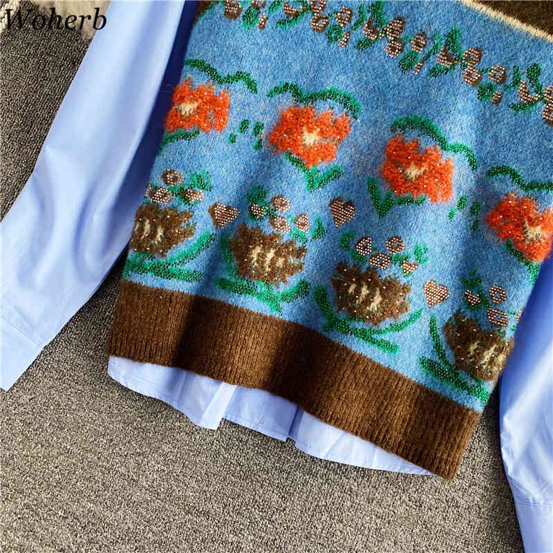 Vintage Crochet Floral Sweater Vest O-neck Sleeveless Korean Knitted Waistcoat Loose Solid Color Shirt Tank Tops 210422