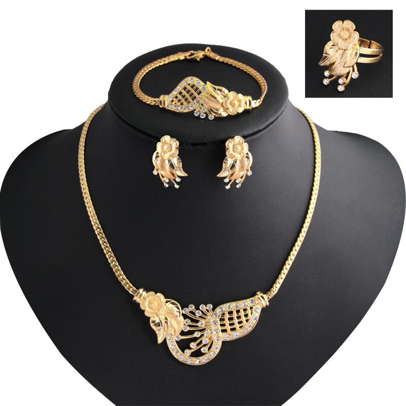 Earrings & Necklace Fashion Bride Bracelet Earring Ring Jewelry Sets High-grade Gold Plated Four Pieces Dress Accessories, Silver
Earrings & Necklace Fashion Bride Bracelet Earring Ring Jewelry Sets High-grade Gold Plated Four Pieces Dress Accessories, Silver