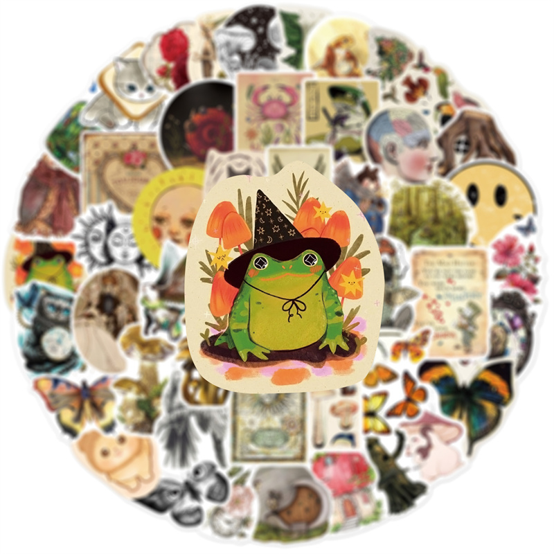 50pcs/Lot Waterproof Retro Design Stickers Animal Plant DIY Graffiti Decals For Notebook Luggage iPad Phone Scooter Car Guitar Games Skateboard Gift D