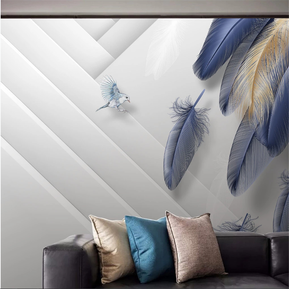 Customized wallpaper 3d hand painted black and white leaf background living room background wallpaper