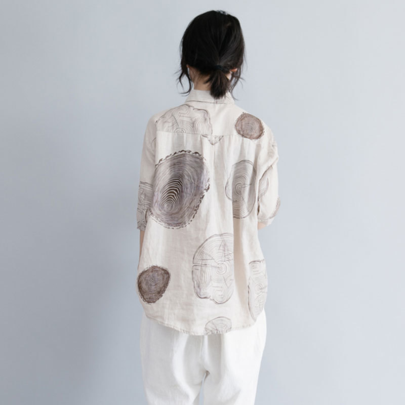 Summer Women Blouse Shirts Plus Size Paisley Print Cotton linen Vintage Tops Loose Casual Femme Large Clothing A9304 210512