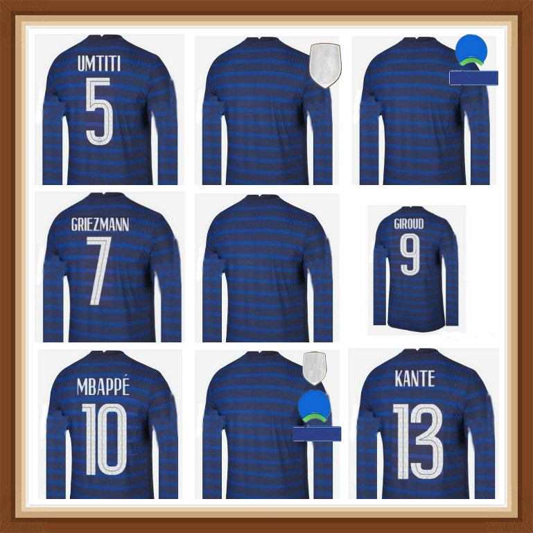 Men Long sleeve 2021 2022 BENZEMA #19 soccer jersey maillots de football maillot equipe fra nce 20 21 22 MBAPPE GRIEZMANN KANTE POGBA, Blue 
Men Long sleeve 2021 2022 BENZEMA #19 soccer jersey maillots de football maillot equipe fra nce 20 21 22 MBAPPE GRIEZMANN KANTE POGBA, Blue