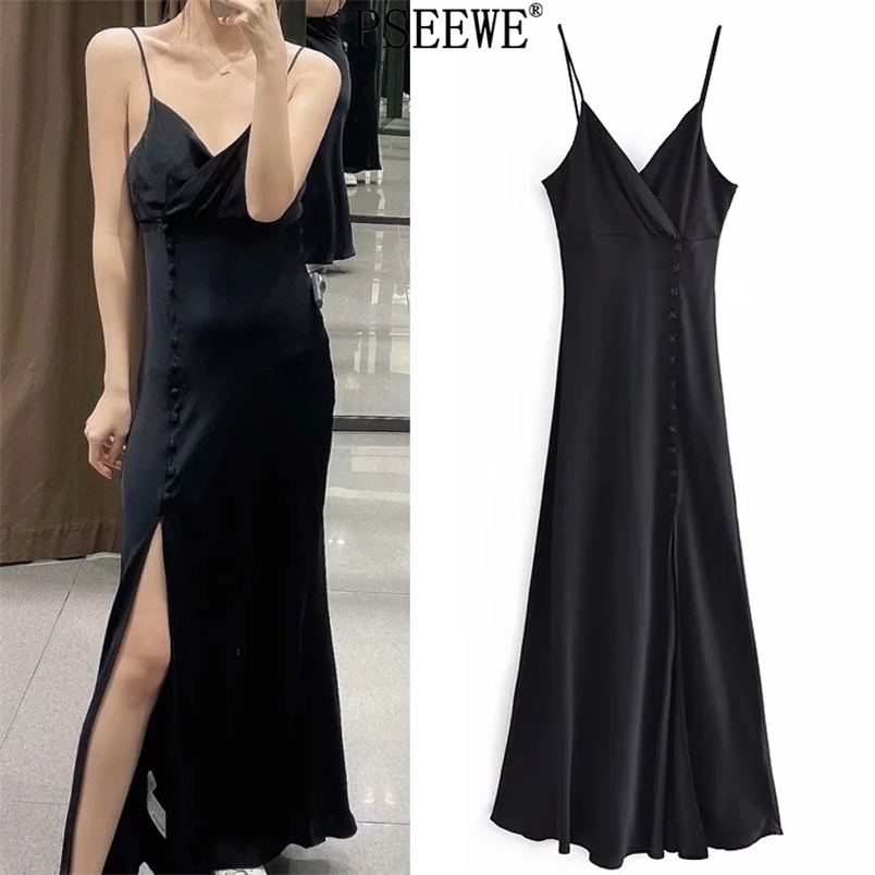 Black Camisole Satin Woman Long Summer Dress Backless Sexy Party Dresses Ladies Button Elegant Women's 210519
Black Camisole Satin Woman Long Summer Dress Backless Sexy Party Dresses Ladies Button Elegant Women's 210519