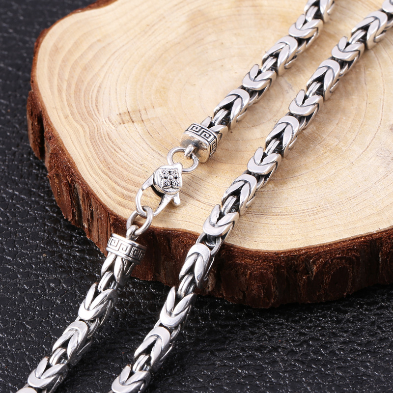 High quality 925 sterling silver handmade link chain necklaces American European antique silver designer jewelry accessories gifts