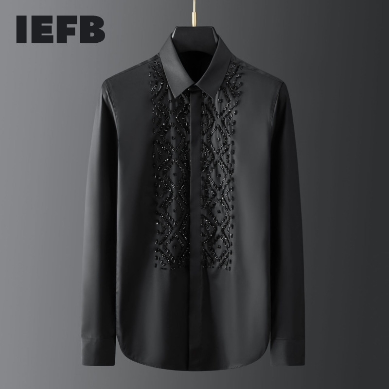 IEFB Hand Made Black Elegant Geometric Metal Stone Beads Sewing Men's Shirt Long Sleeve Light Luxury Design Blouse High Quality 210524, Black 9y5618
IEFB Hand Made Black Elegant Geometric Metal Stone Beads Sewing Men's Shirt Long Sleeve Light Luxury Design Blouse High Quality 210524, Black 9y5618