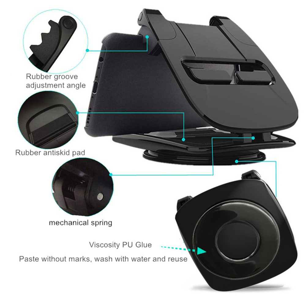 Car Phone Holder 360 Degree Rotate Dashboard Non-slip Mat Rubber Mount 4.0 to 6.5 Inch GPS Mobile