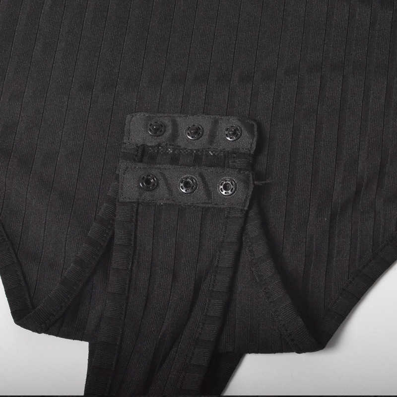 Autumn Ribbed Knitted Sexy Low Cut Bodysuit Women Black White Red V Neck Female Long Sleeve Jumpsuit Office Lady Slim Top Winter 210526