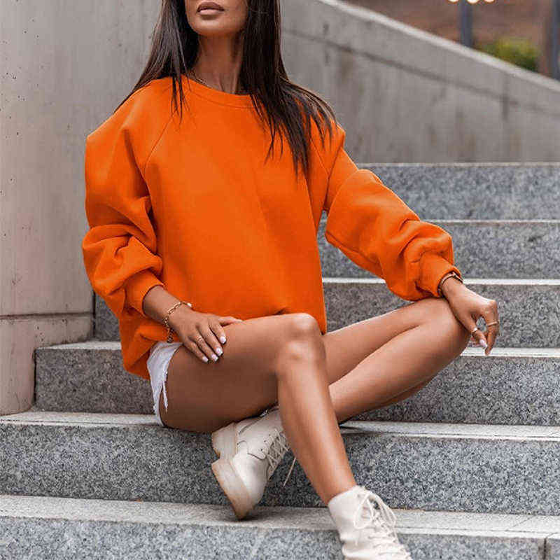 FashionWinter Shoulder Pad Street Outwear Hoodies Candy Lady Fleece Hoodie Long Sleeve Warm Women Sweatshirts G2096 211109