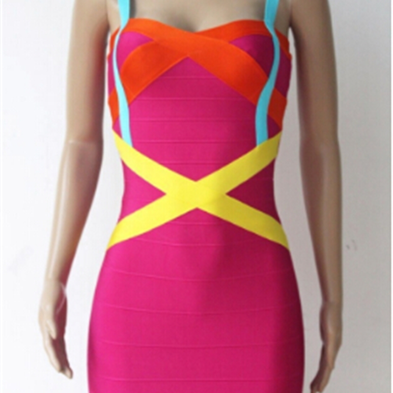 Summer Dress Women Sexy Hot Pink Bandage Dress Vestido Ladies Elegant ner Bodycon Mini Party Dress 210331