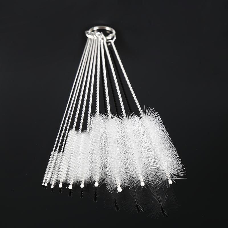10PCS/Set Nylon Brush Stainless Steel Glass Tube Cleaning Brush Nylon Bristles Tube Bottle Tubes Washing Cleaner Brush Tools