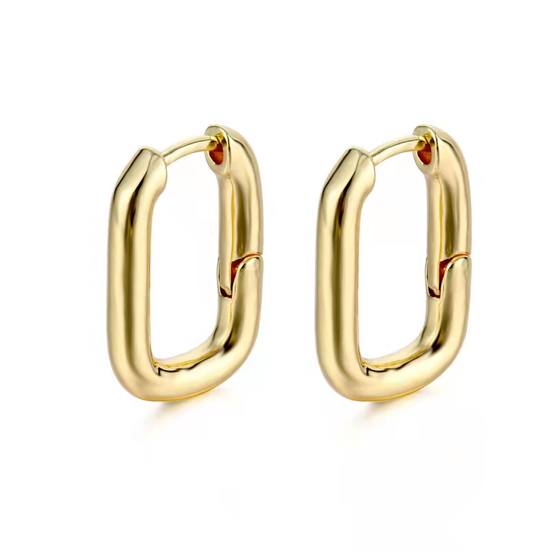 Hoop Earrings U-Shaped Smooth Surface Minimalist Geometry Puncture Small Punk Gold Silver For Women Fine Charm Jewelry