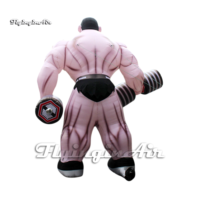 Outdoor Simulation Character Model 3m/6m Height Giant Inflatable Fitness Muscular Man Holding Dumbbells For Advertising Show And GYM Decoration