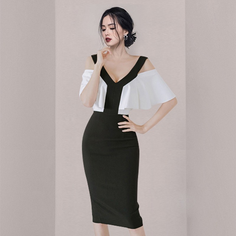 Women Summer Elegant Dress Female Office Lady Party Robe Femme Sexy V-Neck Hit Color Ruffles Slim Pencil Dress Vestidos 210518, Photo color
Women Summer Elegant Dress Female Office Lady Party Robe Femme Sexy V-Neck Hit Color Ruffles Slim Pencil Dress Vestidos 210518, Photo color