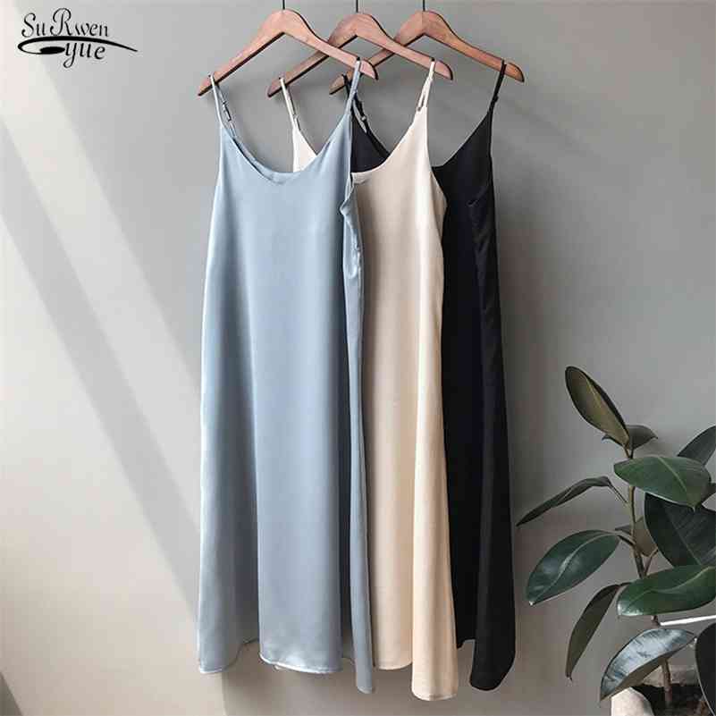 Summer Silk Casual Satin Solid Dress Vestidos Women Long Sexy Sleeveless Elegant Maxi Dress Korean Style V Neck Dress 9474 210518, Black
Summer Silk Casual Satin Solid Dress Vestidos Women Long Sexy Sleeveless Elegant Maxi Dress Korean Style V Neck Dress 9474 210518, Black