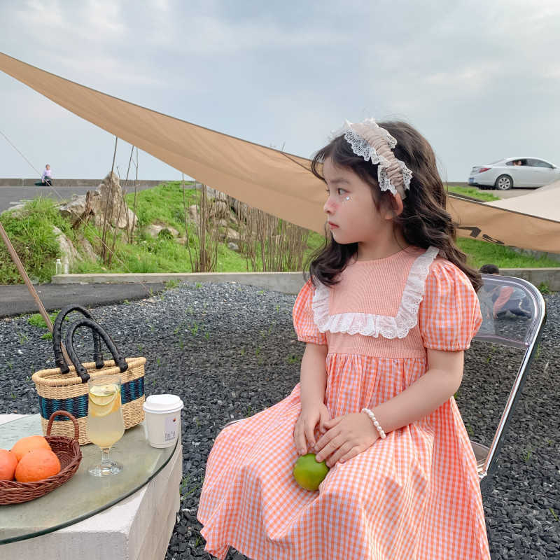 Korean style summer girls cute plaid puff sleeve dresses Children cotton lace patchwork short dress 1-5Y 210615, Orange
Korean style summer girls cute plaid puff sleeve dresses Children cotton lace patchwork short dress 1-5Y 210615, Orange