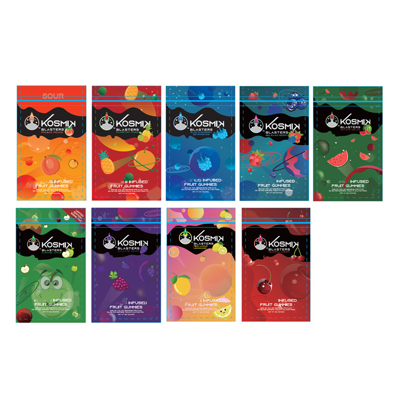 kosmik blasters sour fruit gummies packing bags 500mg 50 servings per pack 50mg per 3.5oz resealable mylar Edibles Infused Gummy
kosmik blasters sour fruit gummies packing bags 500mg 50 servings per pack 50mg per 3.5oz resealable mylar Edibles Infused Gummy