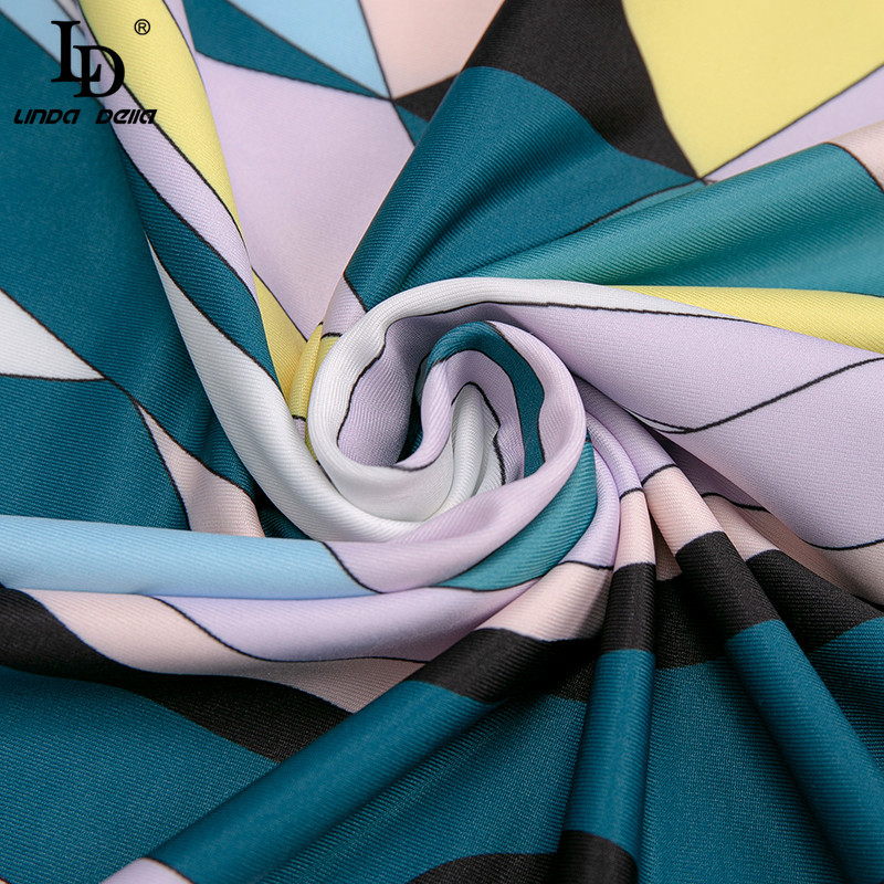 Summer Women O-Neck Geometric Print Maxi Long Dress Fashion Runway Female Loose Elegant Floor-Length Robe Gown 210522