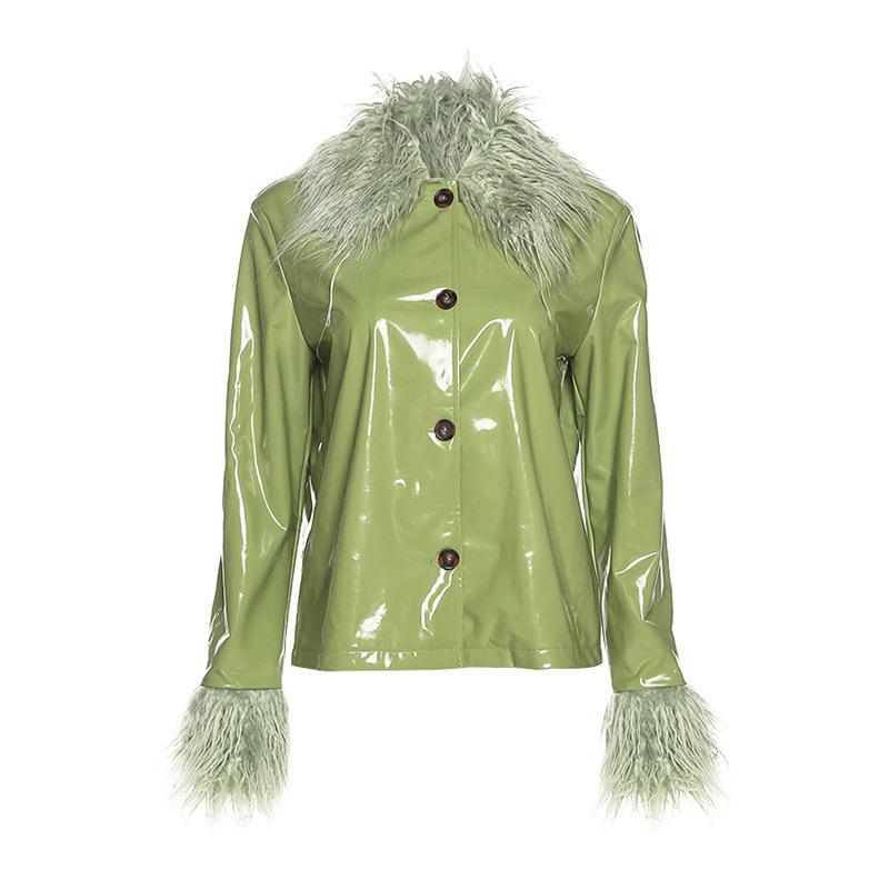 Women's Leather & Faux 2021 Autumn And Winter Jackets Fashion Long Sleeve Fur Collar Pu Jacket Single Breasted Slim Warm Coats, Black
Women's Leather & Faux 2021 Autumn And Winter Jackets Fashion Long Sleeve Fur Collar Pu Jacket Single Breasted Slim Warm Coats, Black