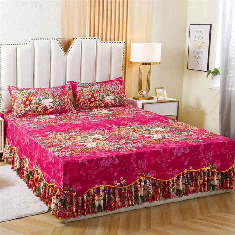 Bedding Set High Quality Bed Skirt + 2pcs Pillowcase Retro Fashion Jacquard Europe Art Bedspread Bed Sheets Double King F0491 210420
Bedding Set High Quality Bed Skirt + 2pcs Pillowcase Retro Fashion Jacquard Europe Art Bedspread Bed Sheets Double King F0491 210420