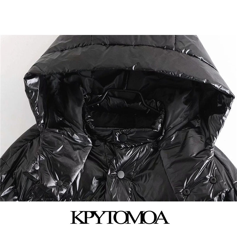 Women Fashion Winter Thick Warm Hooded Parka Loose Shiny Padded Jacket Coat Long Sleeve Female Outerwear 210420