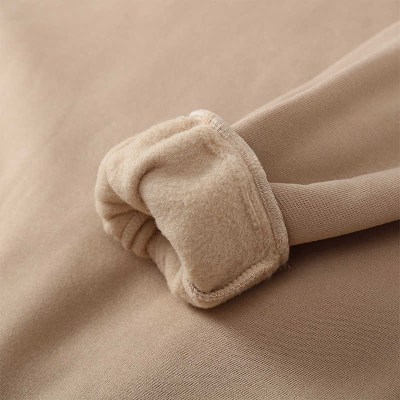 SpotLtWM Casual Women Fleece Tracksuit Autumn Winter Loose Suits Hoodies Pullover Sweatshirt And High Waist Pants Two Piece Set 211007