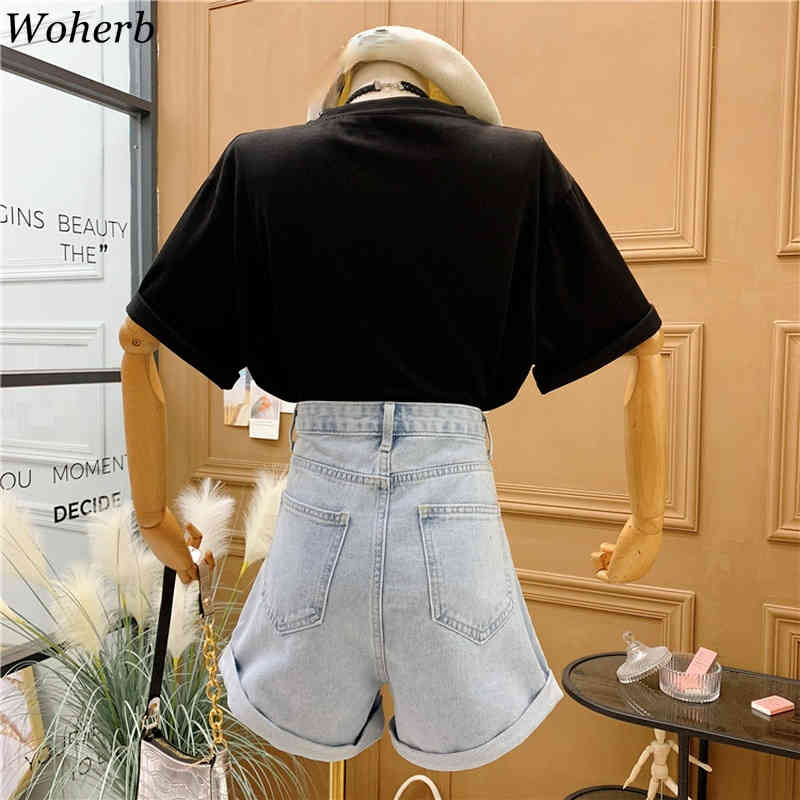 T-shirt Women's Short Sleeve Summer Tees Love Gauze Patchwork Basic Shirts Korean Loose O Neck Chic Tops Femme 4i450 210519