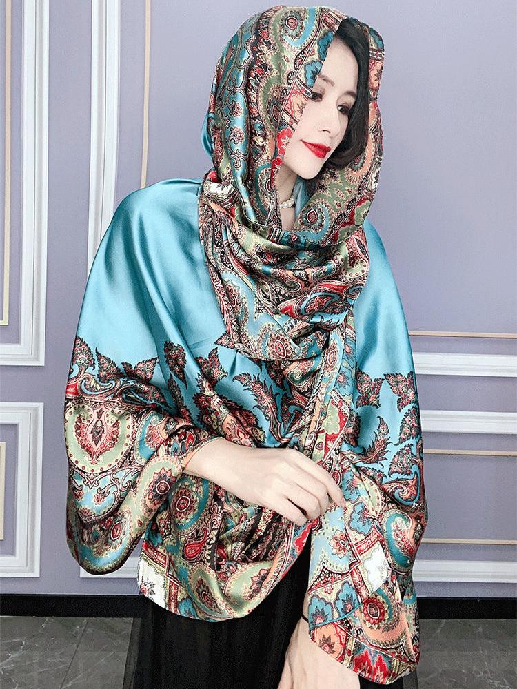 Scarves Spring Silk Scarf Women Vintage Paisley Print Shawls Wraps Foulard Designer Long Bandana Female Luxury Head Hijab 180cm
Scarves Spring Silk Scarf Women Vintage Paisley Print Shawls Wraps Foulard Designer Long Bandana Female Luxury Head Hijab 180cm