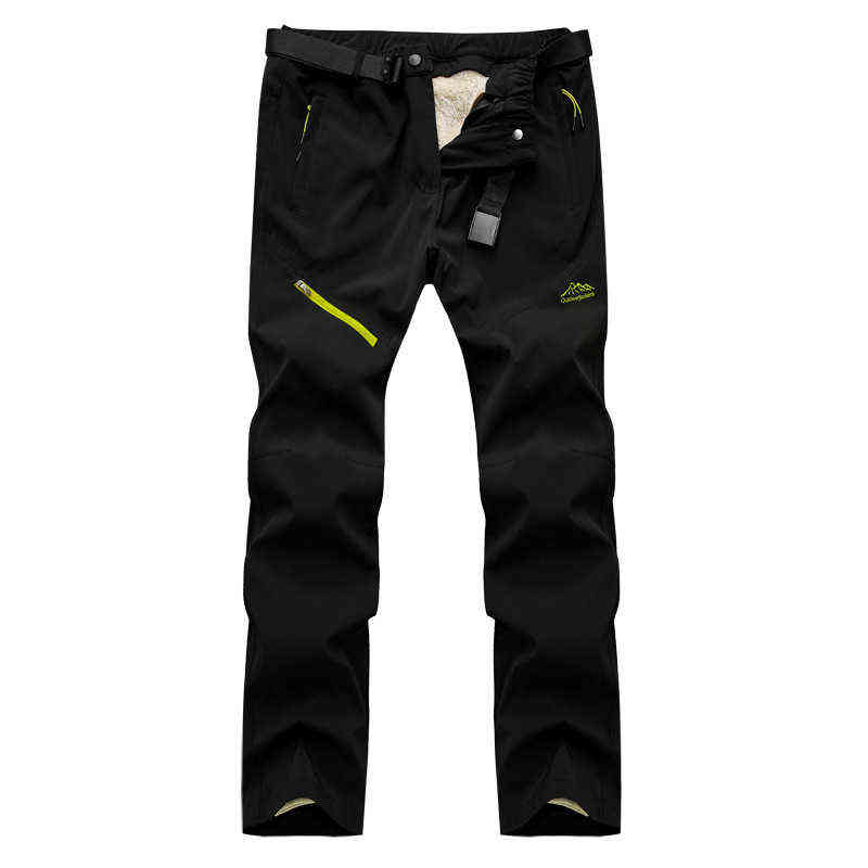 Men Winter Hiking Trekking Fishing Camping Climb Pants Male Warm Fleece Softshell Trousers Outdoor Sports Thick Waterproof Pants 211112