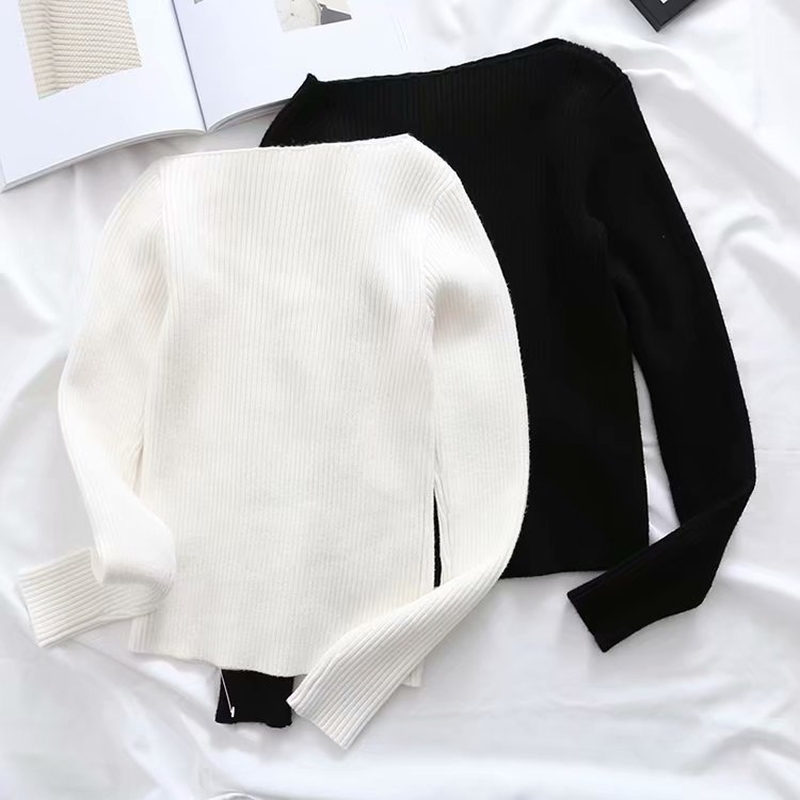 Korean Style Black White Knitted Ribbed Sweater Autumn Winter Femme Pull Slim High Elasticity Soft Sweaters Women Pullovers 210603
Korean Style Black White Knitted Ribbed Sweater Autumn Winter Femme Pull Slim High Elasticity Soft Sweaters Women Pullovers 210603