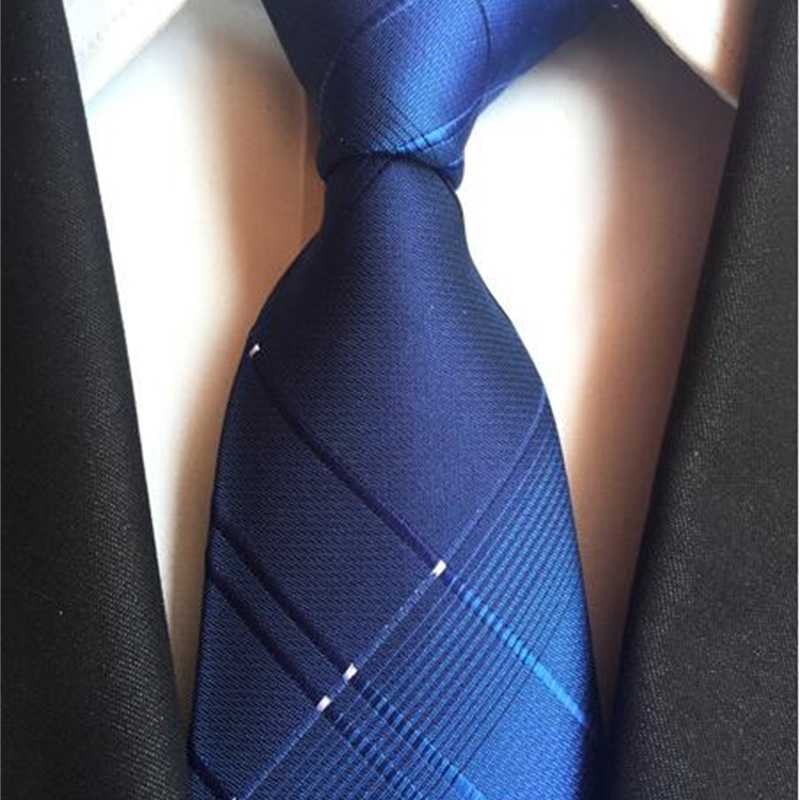 Ricnais Classic Silk Men Tie Plaid Neck Ties 8cm Green Blue for Formal Wear Business Suit Wedding Party Gravatas