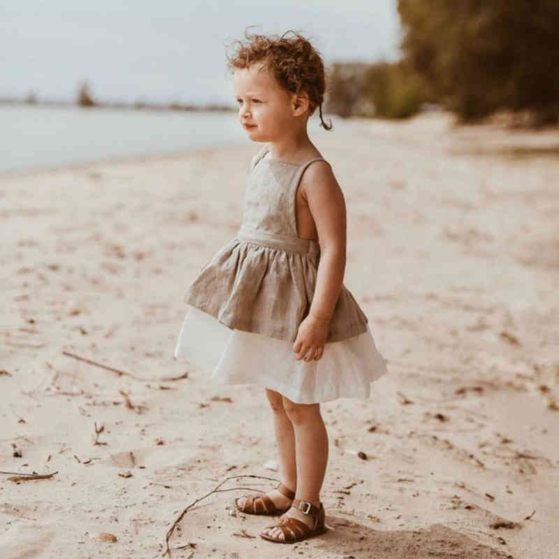 Summer Korean Japan Style Baby Girls Dresses Toddler Girl Dress Linen Vintage Clothes Fashion Kids 210521