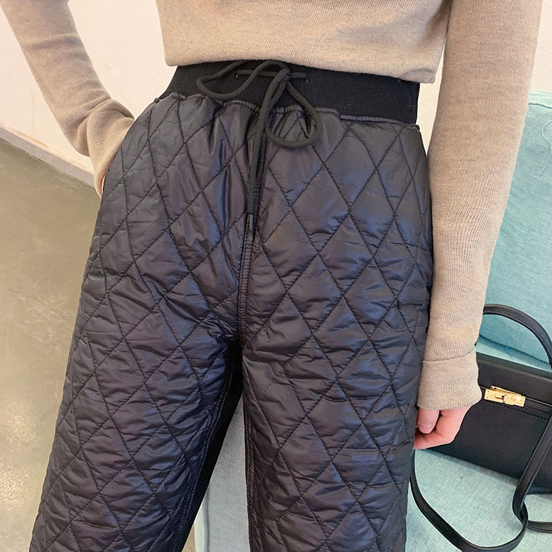 Arrival Autumn Winter Women Warm Light Down Cotton Pants all-matched Casual Elastic Waist Loose Harem Top Quality S530 210512