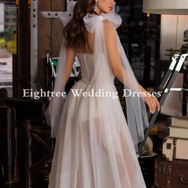 Eightree Sweetheart Wedding Dress Romantic Sleeveless 2021 Beaded A-Line Bridal Gown Beach Princess Plus Size Vestido de Noiva