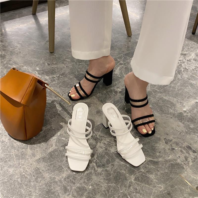 Slippers Transparent Sandals Women 2021 Fashion Summer Fairy Crystal High Heels Thick Heel Fashio W4X0, Black 
Slippers Transparent Sandals Women 2021 Fashion Summer Fairy Crystal High Heels Thick Heel Fashio W4X0, Black