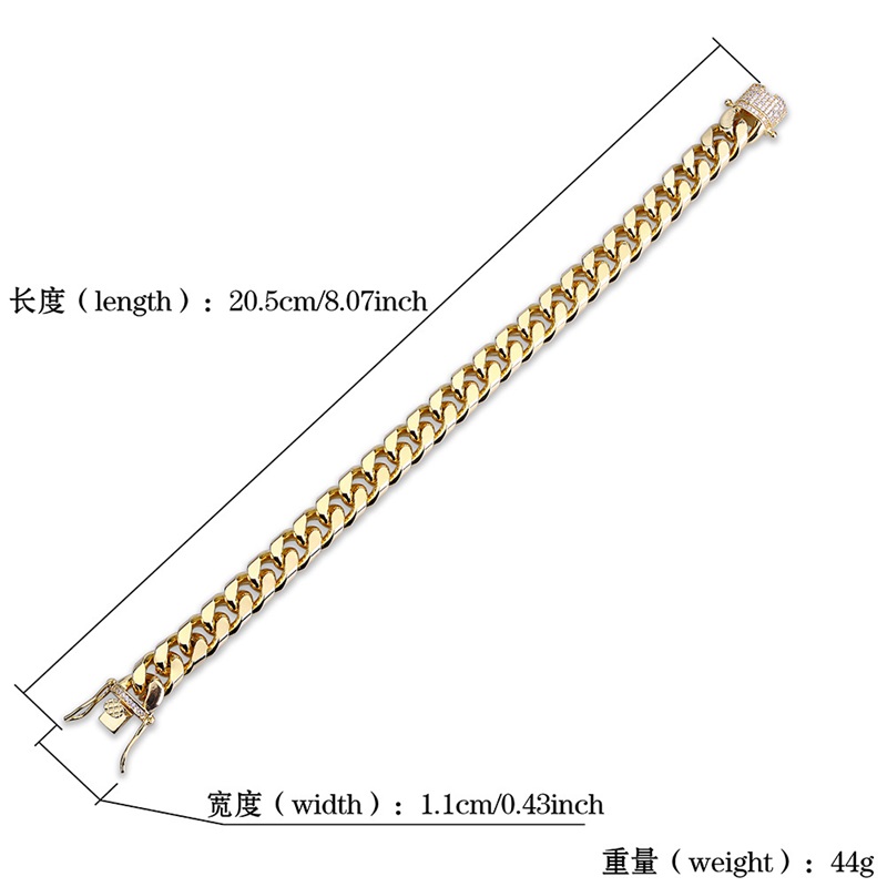 78inch 10mm Miami Cuban Link Iced Out Gold Silver Bracelets HipHop Bling Chains Jewelry Mens Bracelet Jewelry 436 Z2