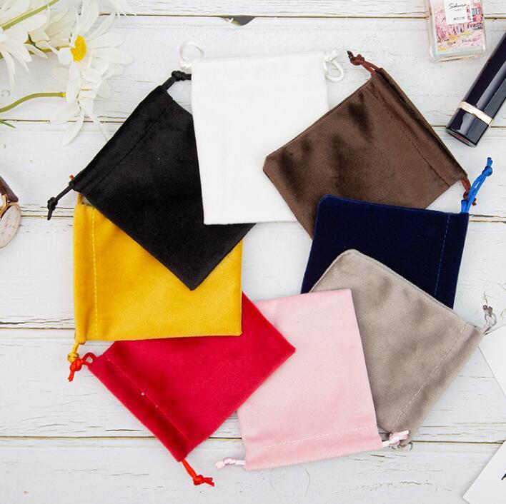 100Pcs 5X7cm Velvet Drawstring Pouch Bag/Jewelry Bag Christmas/Wedding Gift Bags Black Red Pink Blue 8 Color G