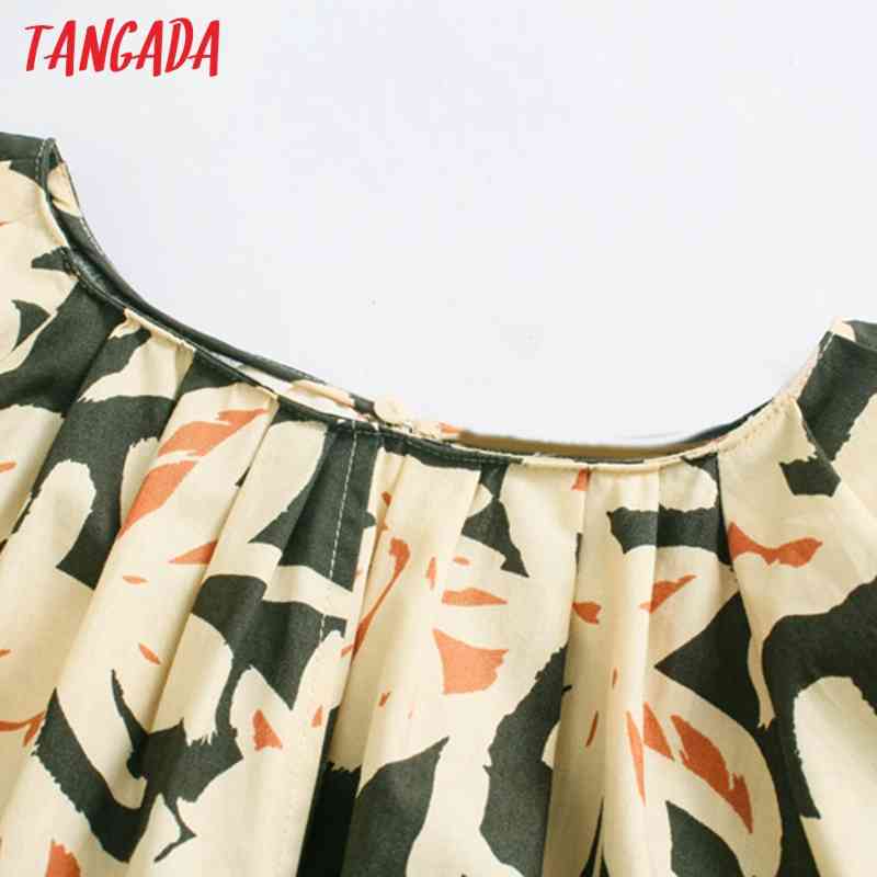 Women Retro Leaf Print Chiffon Shirt Crop Blouse Long Sleeve Chic Female Tops 5Z75 210416