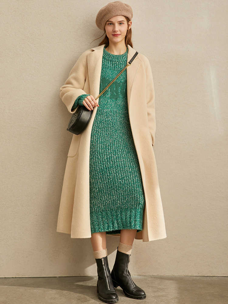 Knitted Dresses Winter Women Fashion Round Neck Loose Solid Elegant Female Knit Dress 11980759 210527