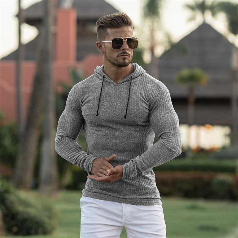 Fashion Winter Hooded Sweater Men Warm Turtleneck Mens Sweaters Slim Fit Pullover Men Classic Sweter Men Knitwear Pull Homme 210818