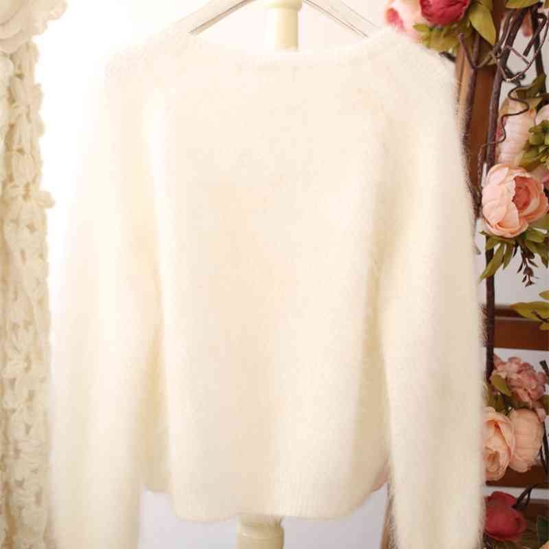 Women Sweaters Arrival Autumn And Winter Mohair Female white O-Neck Pullover 210520
