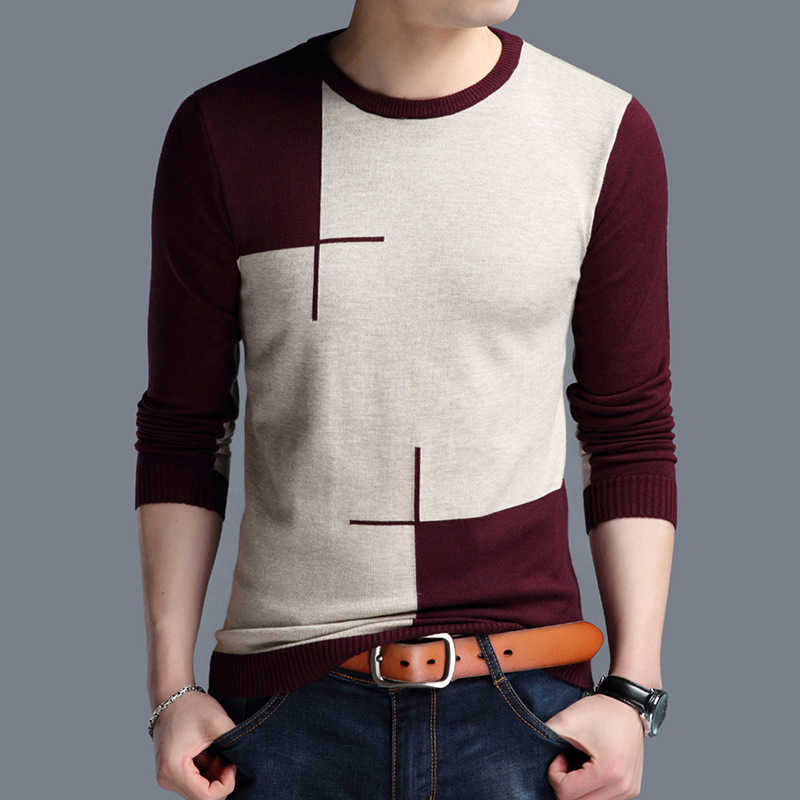 Autumn Casual Men's Sweater O-Neck Slim Fit Knittwear Mens Sweaters Pullovers Pullover Men Pull Homme M-3XL 211008