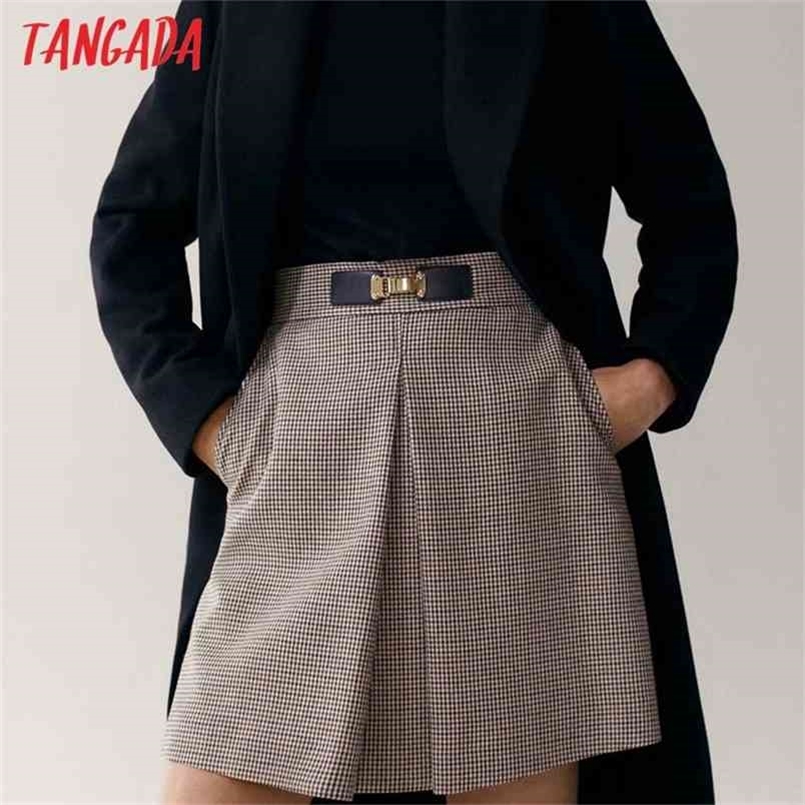 Tangada autumn winter women plaid pattern thick skirts belt decorate zipper female mini skirt 4C51 210702, Brown
Tangada autumn winter women plaid pattern thick skirts belt decorate zipper female mini skirt 4C51 210702, Brown