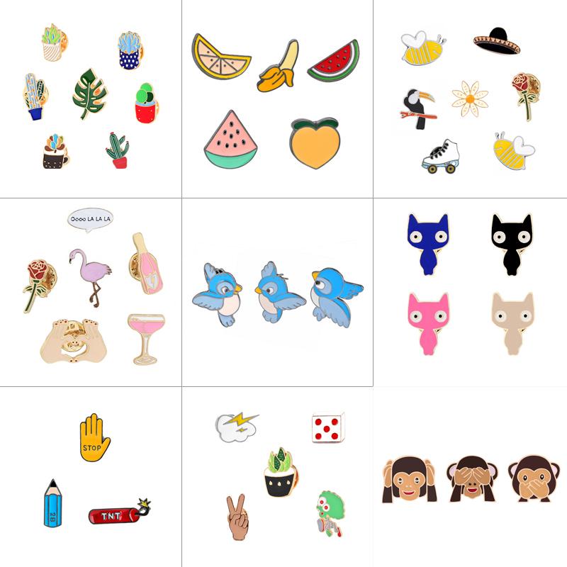 Pins, Brooches 3~7 Pcs/set Fashion Enamel Brooch Pin Animal Bird Cute Mini Cat Plants Cactus Rose Flower Wine Glass Gesture For Women
Pins, Brooches 3~7 Pcs/set Fashion Enamel Brooch Pin Animal Bird Cute Mini Cat Plants Cactus Rose Flower Wine Glass Gesture For Women
