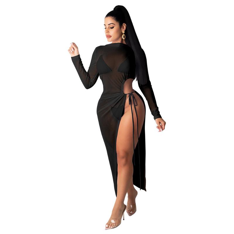 Casual Dresses Women Fashion Sheer Mesh Sexy See Through Long Sleeve Tie Knot Cut Out Hollow Waist Maxi Dress Party Clubwear, Black
Casual Dresses Women Fashion Sheer Mesh Sexy See Through Long Sleeve Tie Knot Cut Out Hollow Waist Maxi Dress Party Clubwear, Black