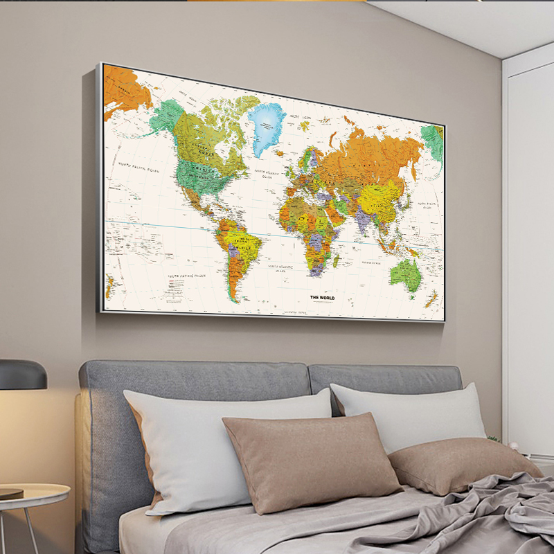 Retro World Map Canvas Painting Posters and Prints Wall Pictures For Living Room Map Art Home Decoration Unframed
