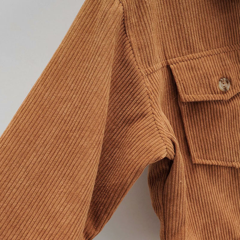 Corduroy Lapel Zipper Long Sleeve Fashion Chic Female Coat Korean Style College Style Casual Women's Jacket 210507
