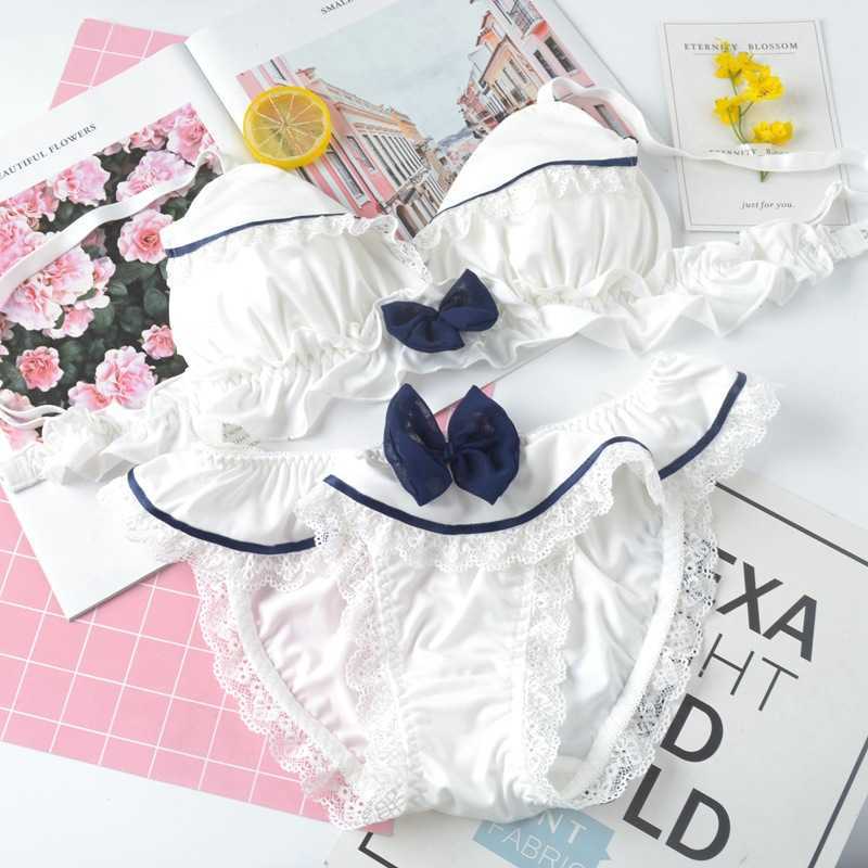 SP&CITY Japan Lolita Bow Cosplay Sexy Bras Set Women Soft Bra Seamless Cute Strawberry Bralette Lingerie Underwear Y0913