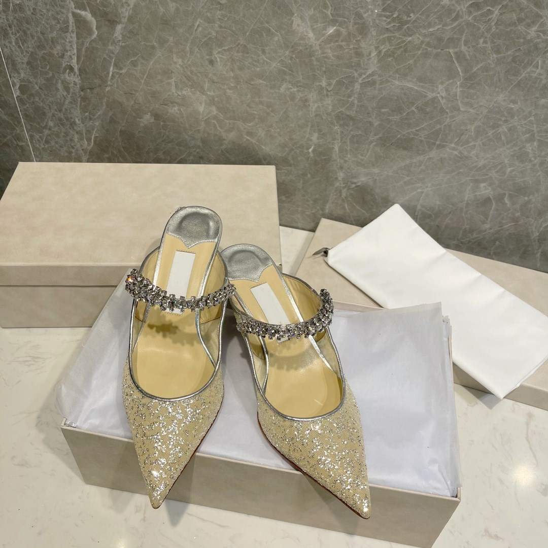 Super beautiful mesh + sheepskin material flat shoes summer party wedding shoes apricot silver edge women's banquet dress shoes with diamond laces women's slippers